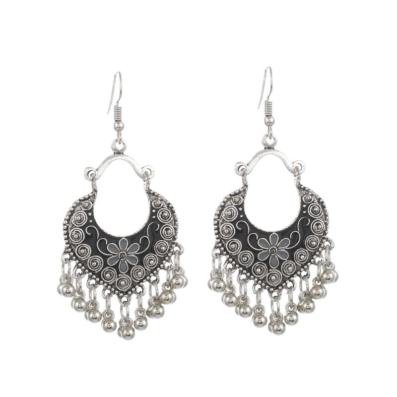 

Fashion Boho Vintage Drop Dangle Tassel Long Earrings For Women Bohemian Enamel Flower Heart Jewellery Fashion Earrings Bijoux чорний