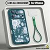 Shockproof Lanyard Case For iPhone 17 Pro Max 17e iPhone 16 15 14 13 Pro Max Vintage White Flower Soft Silicone Bumper Cover
