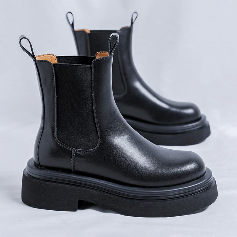 2024 neue Frühling Herbst Grün Schwarz stiefel männer Japan Koreanische Mode Stiefel Britischen Plüsch High Top Glänzend herren schuhe
