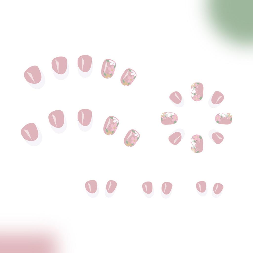 24 Stück Blumen Press-on Nägel Französische Ballerina Acrylnägel mit Glitzerdesigns Falsche Nägel Klebenägel für Frauen