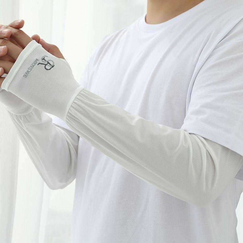 Solid Color Sunscreen Sleeve Anti-UV Sun Protection Cover Elastic Ice Silk Sleeves  Outdoor