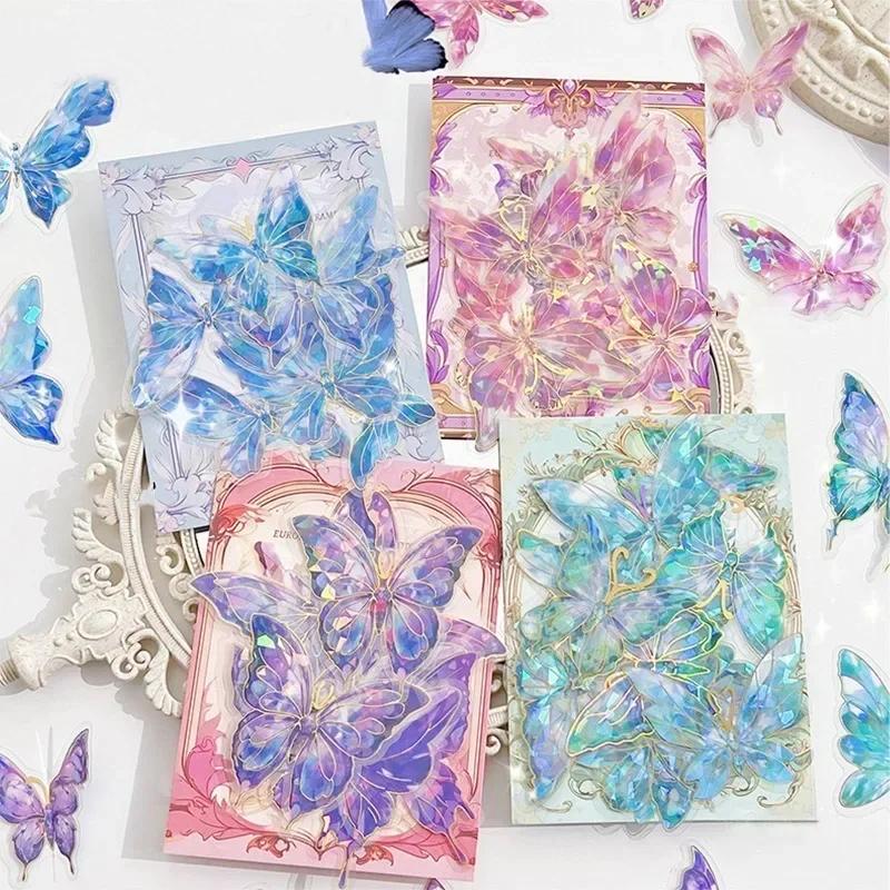 Vintage Golden Foil Butterfly Sticker 3D Waterproof Self Adhesive Wall Stickers Cartoon Diamond Butterfly Decals Room Decoration