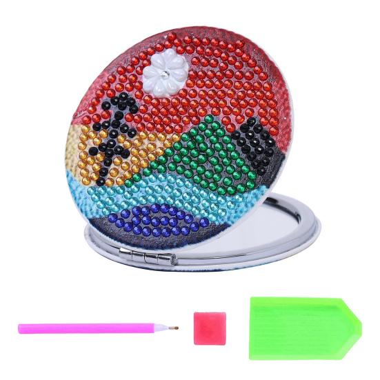 

Пейзажный узор DIY Diamond Art Зеркало для макияжа Красочные стразы Живопись Складное косметическое зеркало Ультратонкое мини-зеркало для макияжа Рождественский подарок