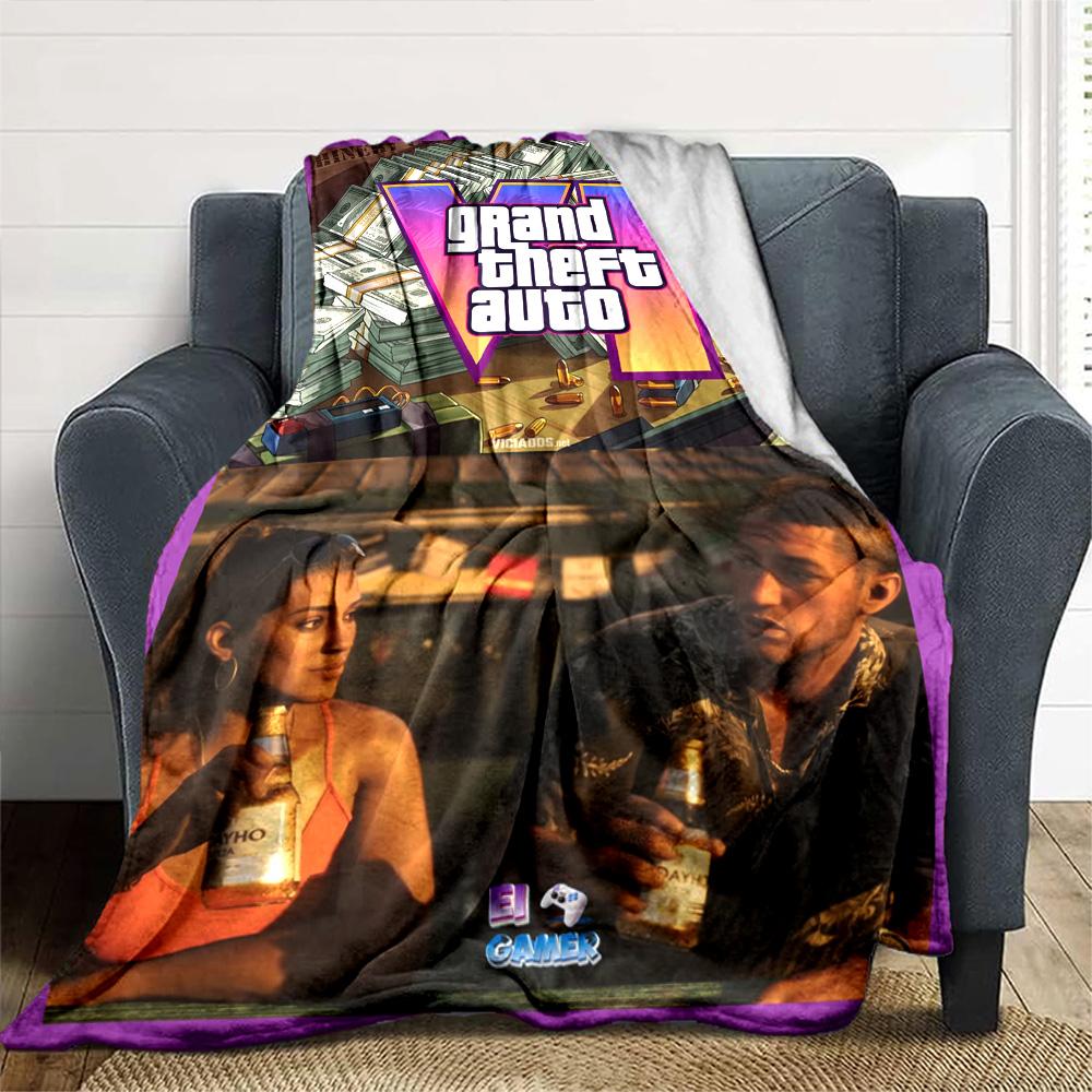 Grand Theft Auto Blanket Soft & Cozy Great for Sofa Chair Seaside All-Season Use Warmthful Decor Unique Gift for Family and Friends Camping