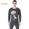 2Pcs/Set Men Warm Suit O-Neck Long Sleeve Tops Elastic Waist Long Pants Set Solid Color Plush Lining Pajamas Set