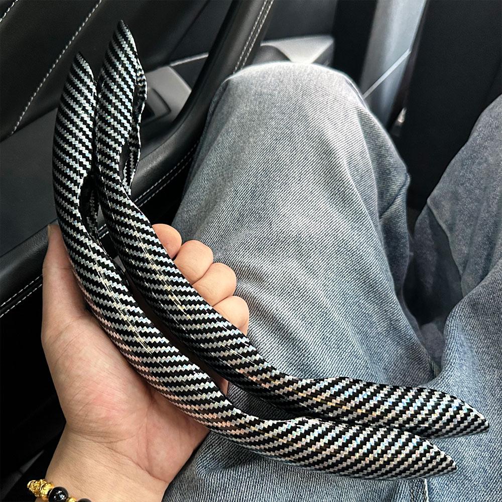 2 Stück Kohlefaser Auto Lenkradbezug Rutschfester Lenkradschutz Staubdicht Waschbar Innenraumzubehör Rund oder D