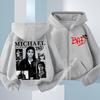 Michael Jackson Cienka Długa Kurtka Rozpinana z Kapturem dla Chłopców Jesień Wiosna Piosenkarz MJ Rozpinane Ubrania Streetwear z Kieszenią Góry