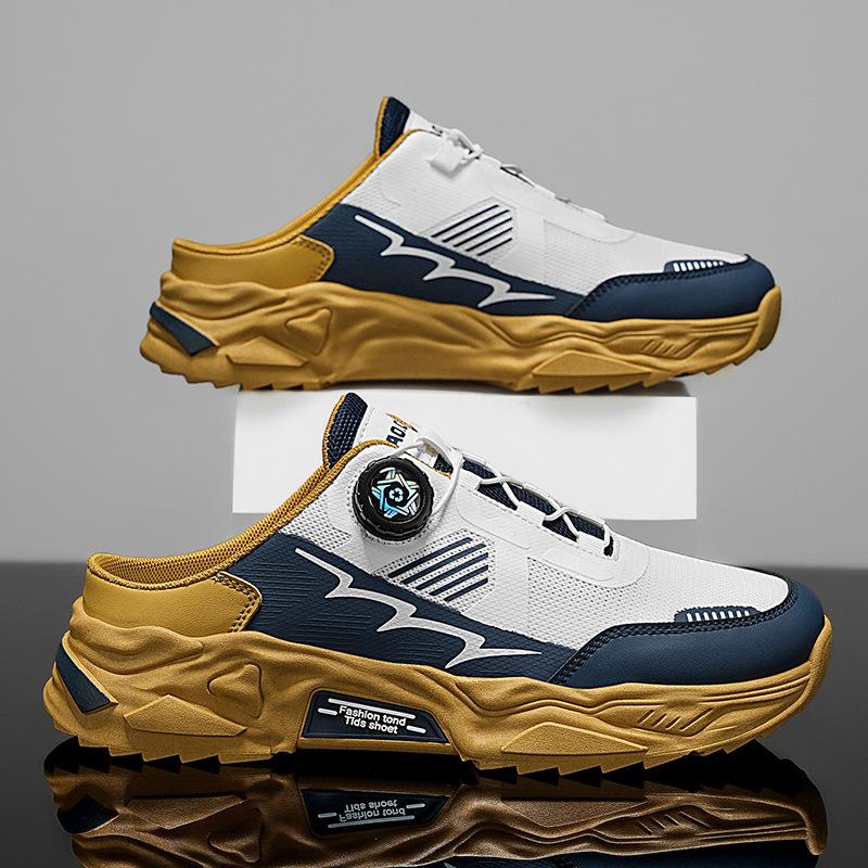 

2025 summer new mesh breathable sports shoes Korean version of half-tray trendy men s shoes thick-soled non-slip casual running shoes 46