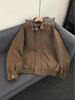 Men's Retro Plaid Patchwork Flight Jacket - Brown Casual Baseball Style