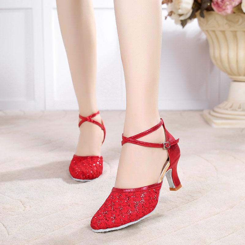 Pantofi de dans profesional pentru femei cu talpă moale pentru interior cu vârf închis