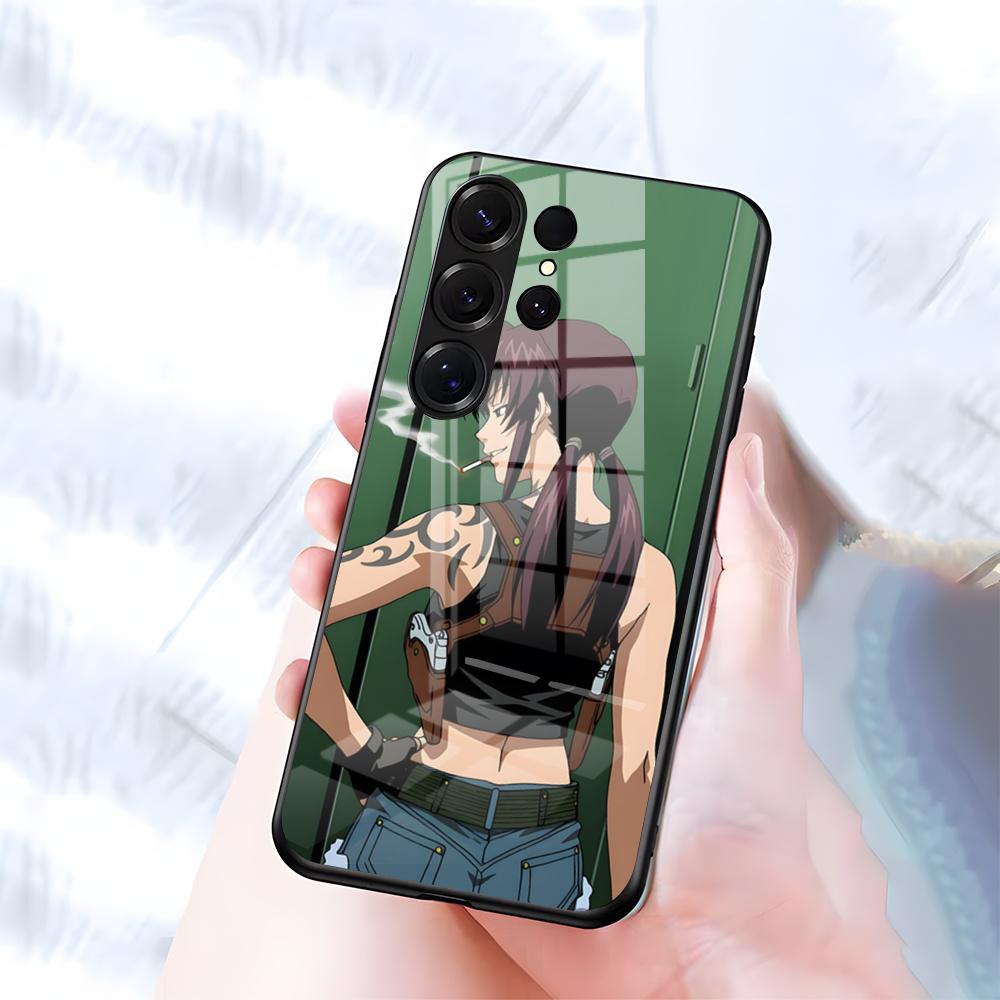 

Чехол для телефона Revy B-Black L-Lagoon для Samsung S26 S25 S24 FE S23 S22 S21 Plus S20 Ultra Note20Ultra Черная стеклянная крышка Galaxy S21 Ultra 5G