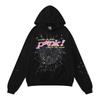 Sp5der Hoodie Unisex Oversized Cotton Pullover With Foil Letter Print Fall Casual Streetwear