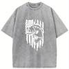 Men'S Retro Water Washed T-shirt | Comfortable Short Sleeve, All-Season Casual Apparel with Retro Fish Design, Suitable for Easter, Halloween