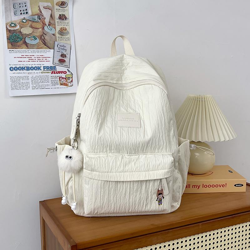 Schoolbag large capacity fashion letter backpack small fresh nylon new backpack bag female personality striped college bag