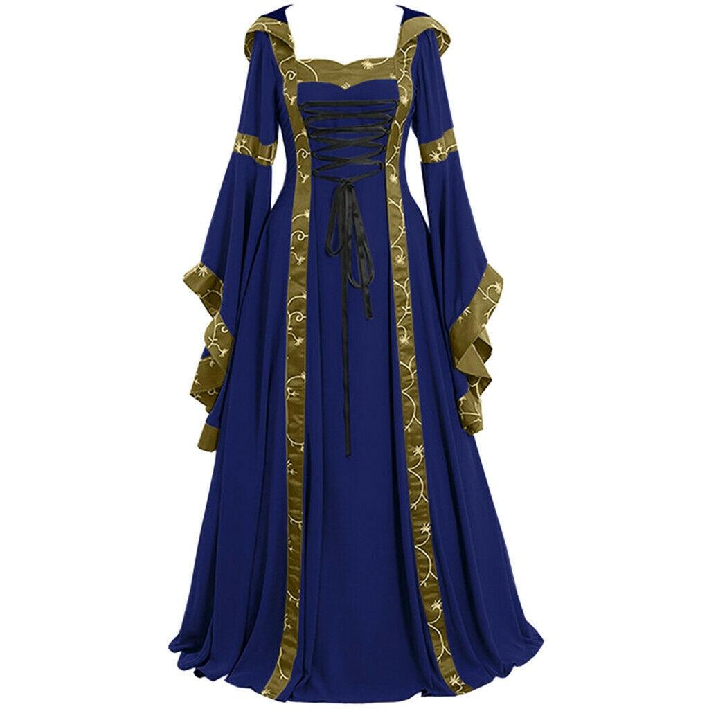 Halloween Medieval Women Dress Vintage Renaissance Gothic Cosplay Carnival Party