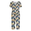 Women Two Piece Set Hawaiian Print Short Sleeve Top and Capri Pants Casual Lounge Wear Summer Outfit Lightweight Soft Fabric