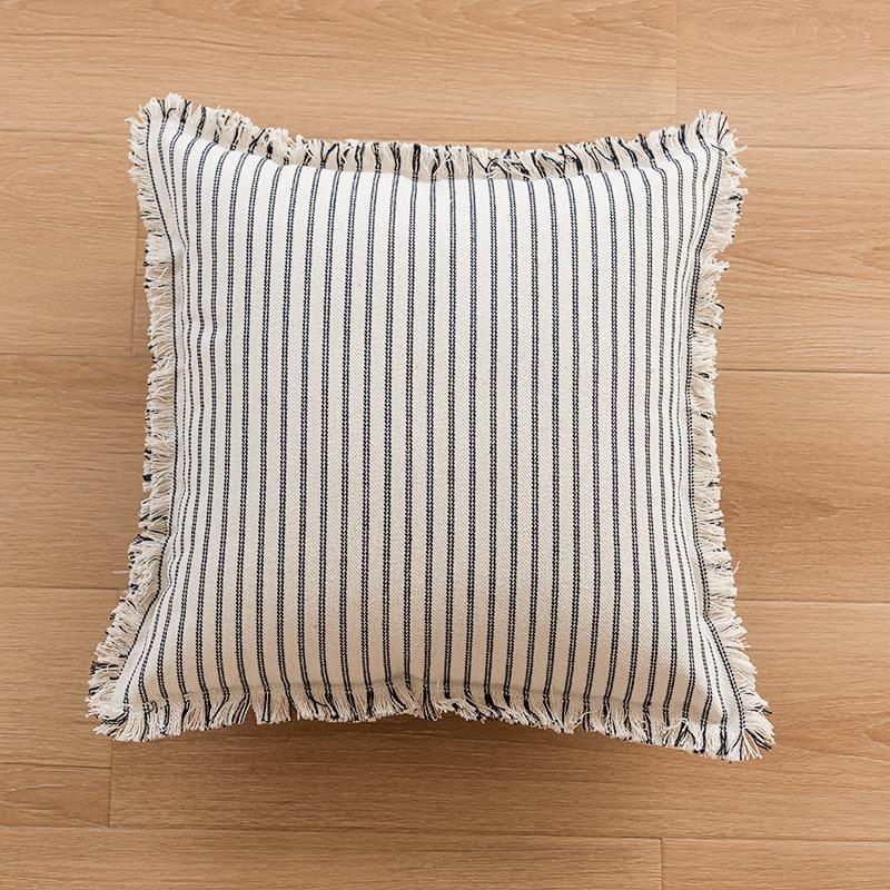 Living Room Office Striped Jacquard Fringe Pillowcase Decoration Cotton Linen Jacquard Yarn Dyed Cushion Cover Nordic Home Decoration Pillowcase 3050cm No core 1pcs чёрный 990₽