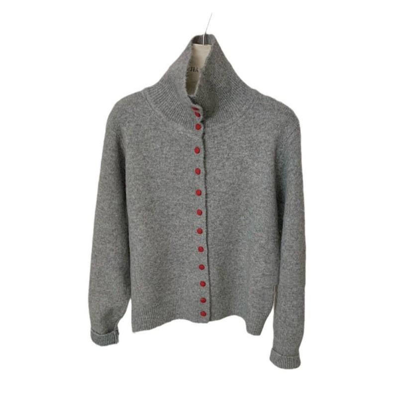 Womens Oversized Knit Cardigan Sweater High Neck Loose Fit Winter 2026 Colorblock Button Front Casual Chic