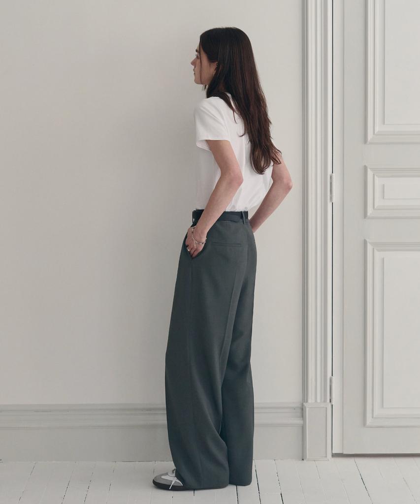 Deuloupisumeon Summer Double-Pleat Wide Slacks [Beige]