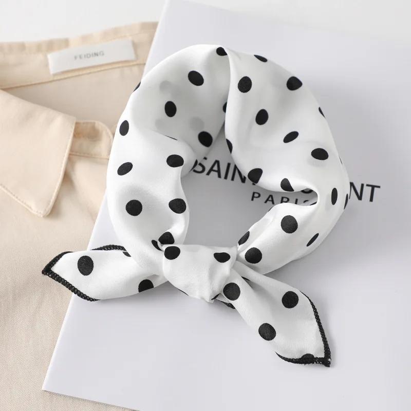 50x50 Square Scarf Hair Tie Band For Business Party Women Elegant Small Vintage Skinny Retro Head Neck Silk Satin Scarf Present