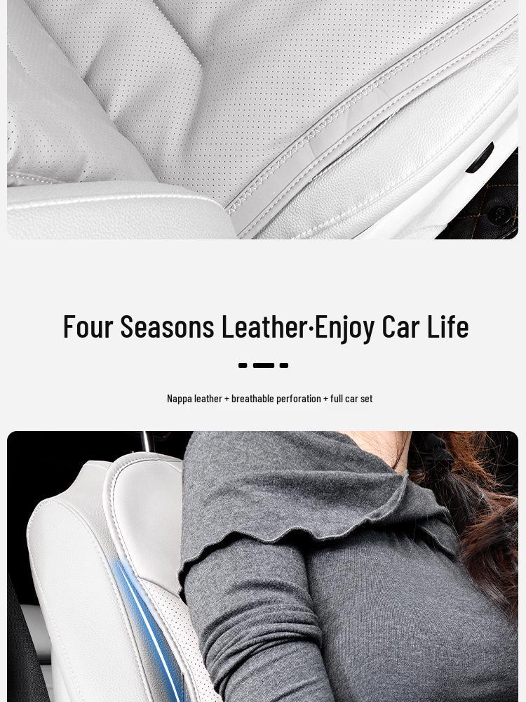 Universal Ventilated Car Seat Cushion for BMW, Mercedes-Benz & Xiaomi - Four Seasons, Lumbar Support, Rear Integrated, Single Driver Seat.
