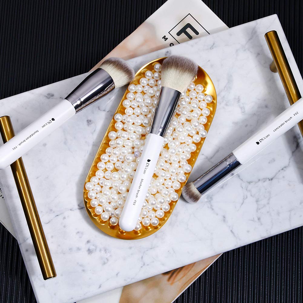 DUcare Face Brush Set of 3 Perfect for and Shading Made with Premium Taklon - Foundation, Powder, Concealer, Blush, -