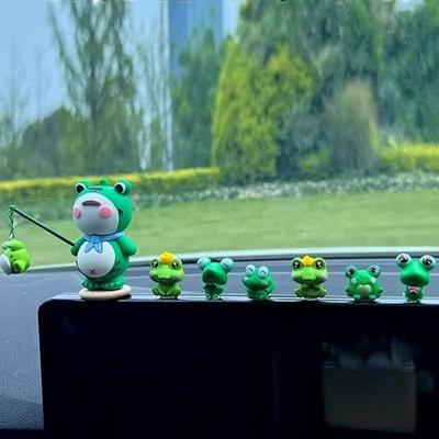 7Pcs/Set Lonely Frog Car Accessories Cartoon Car Center Console Decoration Office Desk Computer Screen Decorationdoll Gift