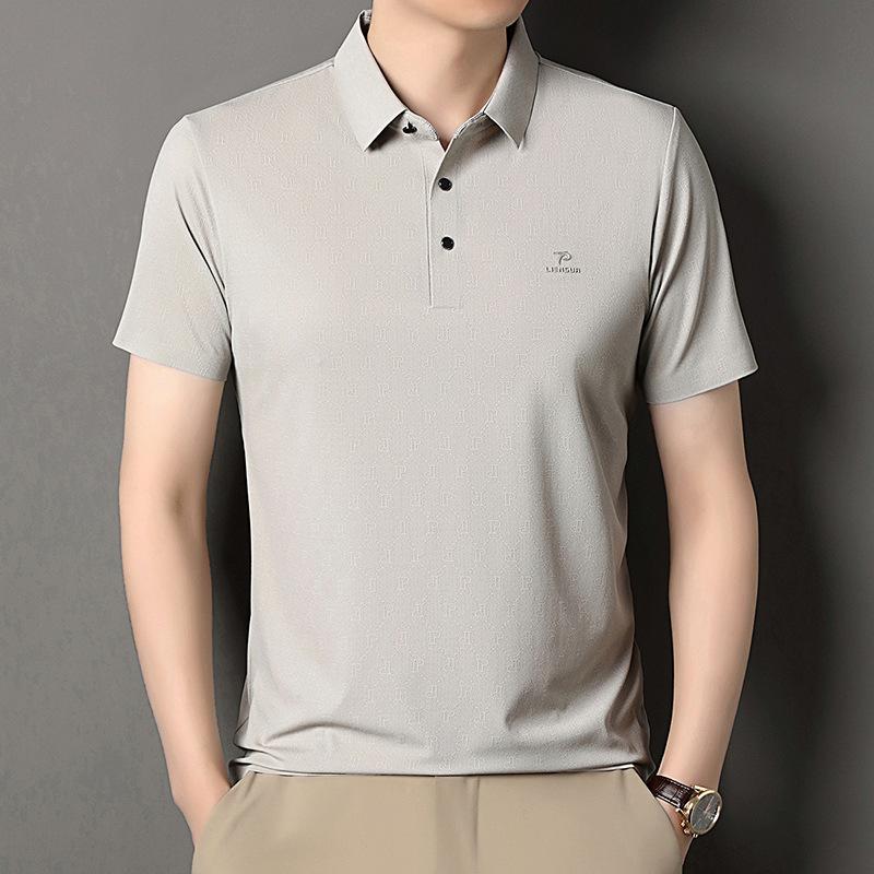 Polohemd Sommer Eis-Seide Reverskragen Kurzarm-Oberteil Herren Sommer Casual Kurzarm-T-Shirt