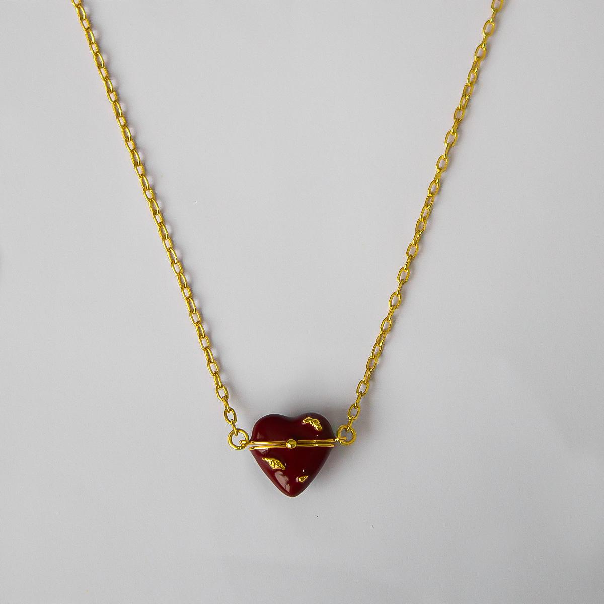 

Ожерелье HY Regret Series Peach Heart Enamel Box - длинная цепочка для свитера с 3D-глазурью