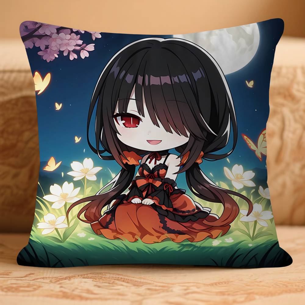 Tokisaki Anime Kurumi Kissenbezug Abnehmbarer Waschbarer Kissenbezug – Ganzjahresweiches Leinen