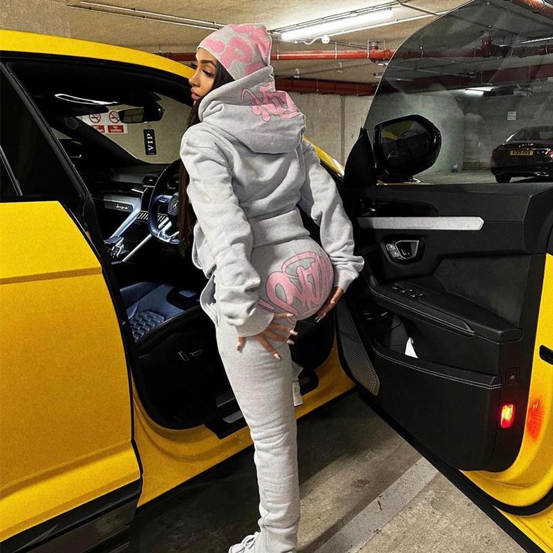 High Quality SynaWord American Loose Sweater Hoodie Sweatpants Y2K Men's and Women's Tide Couple Casual Suit Syna