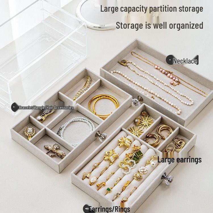Three-Layer Acrylic Jewelry Storage Box - Drawer Style for Earrings, Rings, Necklaces, and Bracelets