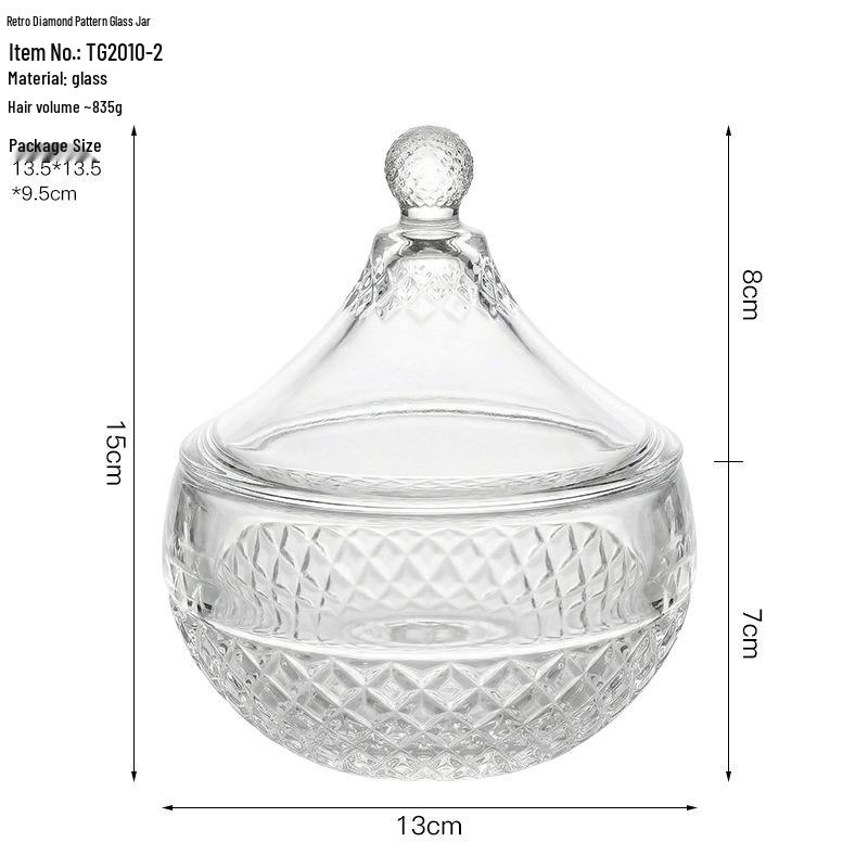 European Crystal Candy & Jewelry Glass Storage Box with Lid