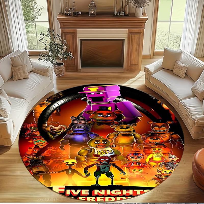 Five Nights at Freddy's Print Round Rug, Washable Floor Carpet, For Entryway Dorm Laundry Room Office Study, Home Decor Birthday Christmas Gift