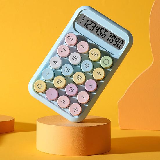 Mechanical Calculator Retro Typewriter Style 10-Digit Calculator with Large LCD Display for School Office