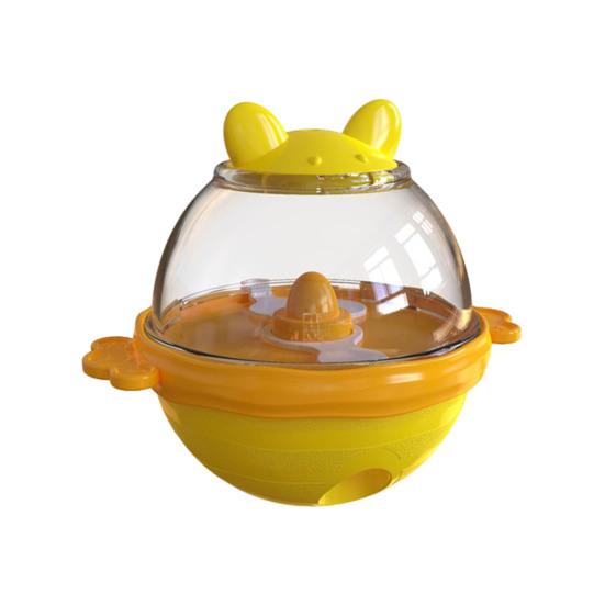 Interactive Dog Treat Toy Wobble Treat Ball Snack Dispenser Toy with Dual Hole Transparent Snack Container for Indoor Outdoor Fun