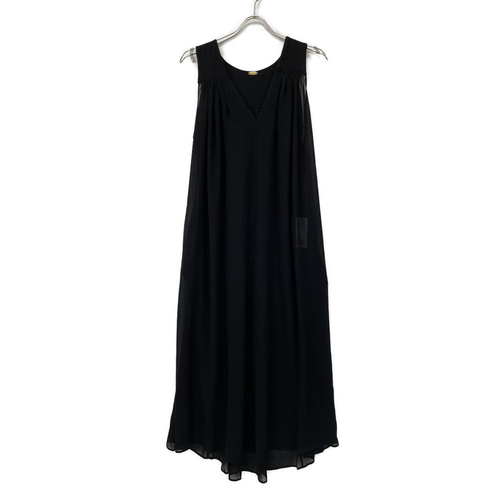 Deuxieme Classe 25-040-500-4010 25-year-old black triacetate chiffon V-neck dress dress F blackUsed