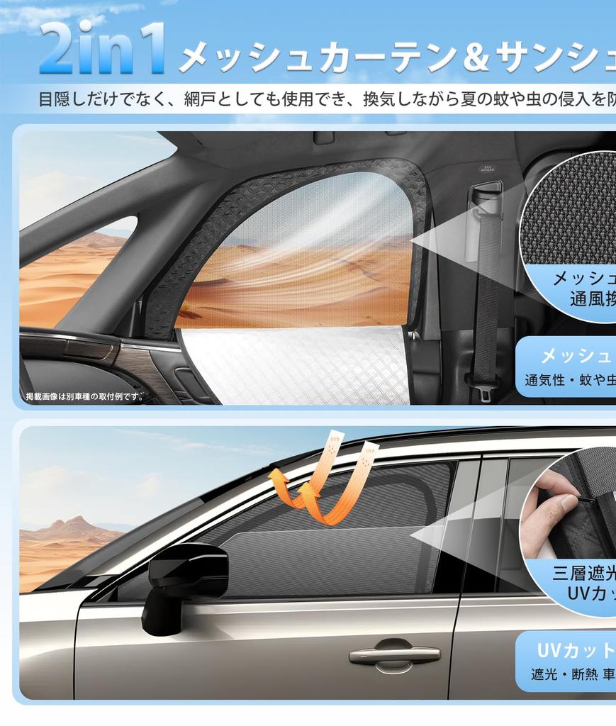 Toyota RAV4 60 Series Magnetic Integrated Mesh AXAN64 December 2025 Car Heat Mesh Sunburn UV Light Blocking UV Insect Passenger Accessory 2 Pieces