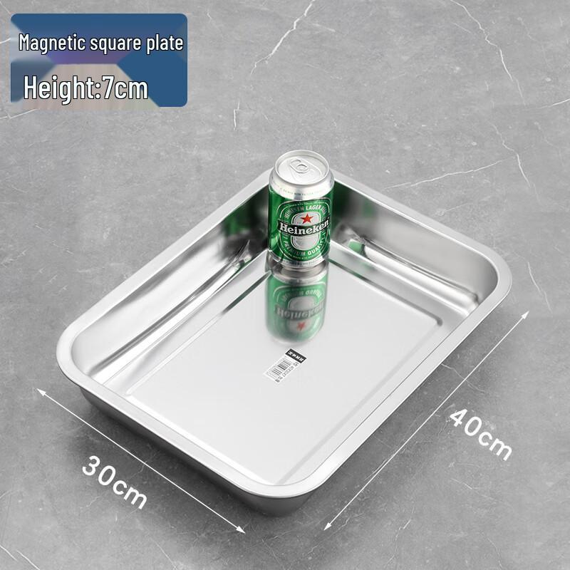 Deep Rectangular 430 Stainless Steel Cafeteria Food Tray