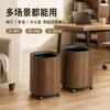 Wood Grain Trash Can Household Large Capacity with Universal Wheel Removable Kitchen Living Room Double Layer Trash Can