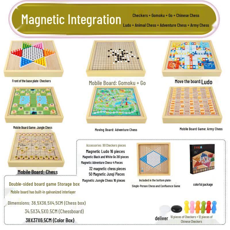 

Magnetic Wooden Multi-Game Set
