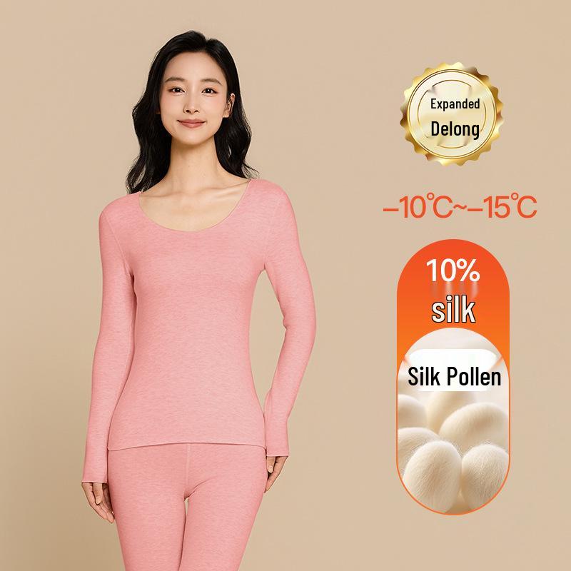 Aoweizide Velvet Silk Seamless Thermal Underwear Set for Couples - Women's Thick Warm Suit for Autumn/Winter