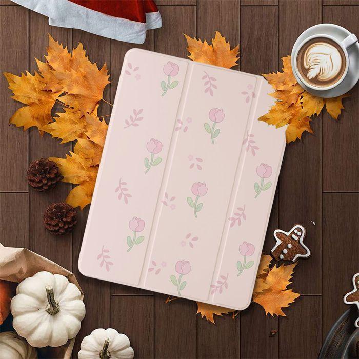 Coque de Protection - E.F.Connection - pour iPad 10,2" - Motif Floral - Protection 360° - Emplacement Stylet