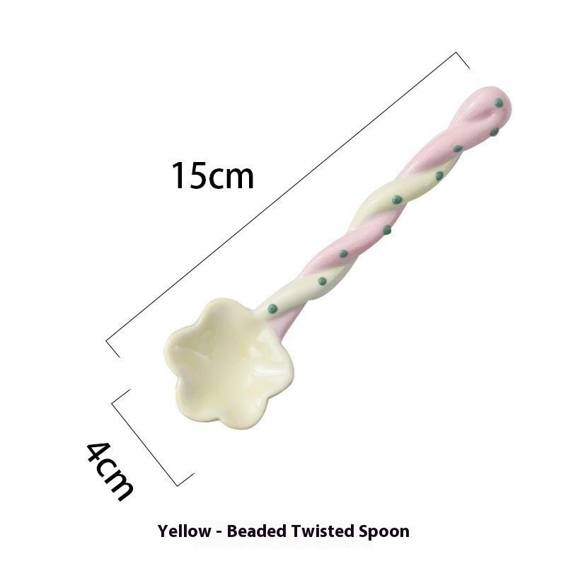 Ceramic Long Handled Star Spoon Household Stirring Spoon Flower Shaped Coffee Spoon