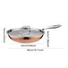 Stainless Steel Frying Pan Cooking Kitchen Ergonomic Handle Saute with Lid Deep