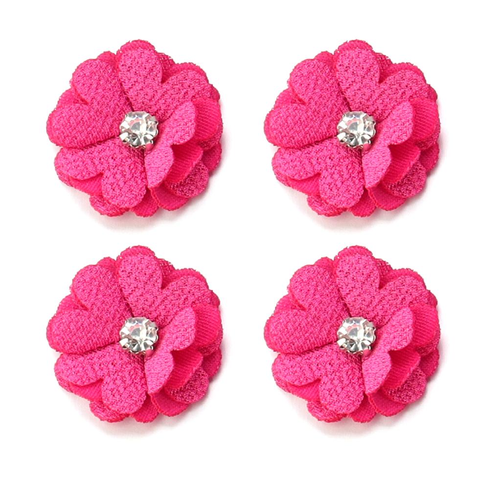 10pcs Colorful Fabric Flower 3.5cm Rhinestone Flower Core Pearl Hemp Flower Applique For DIY Clothing Sewing Headwear Decoration