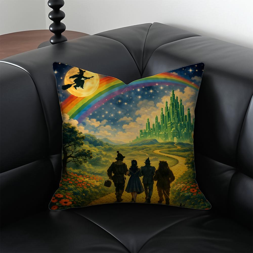 Aesthetic Style TThe WWizard Of Ozs Pattern Cushion Cover Pillow Case Antidustmite Invisible Zipper Silky Plush Cushion