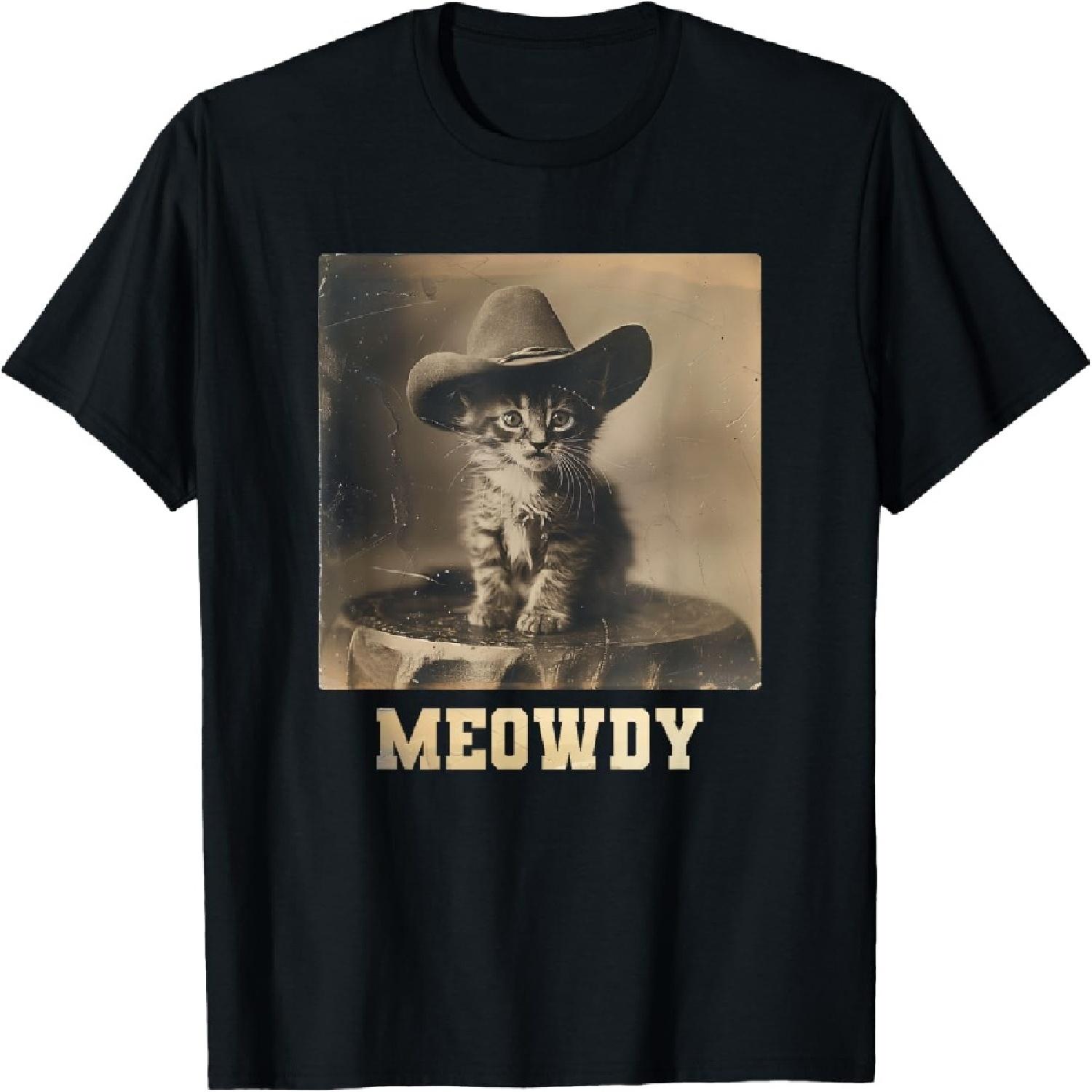 Meowdy Texas Cat Meme T-Shirt for Men Women Girls Kids S разноцветный