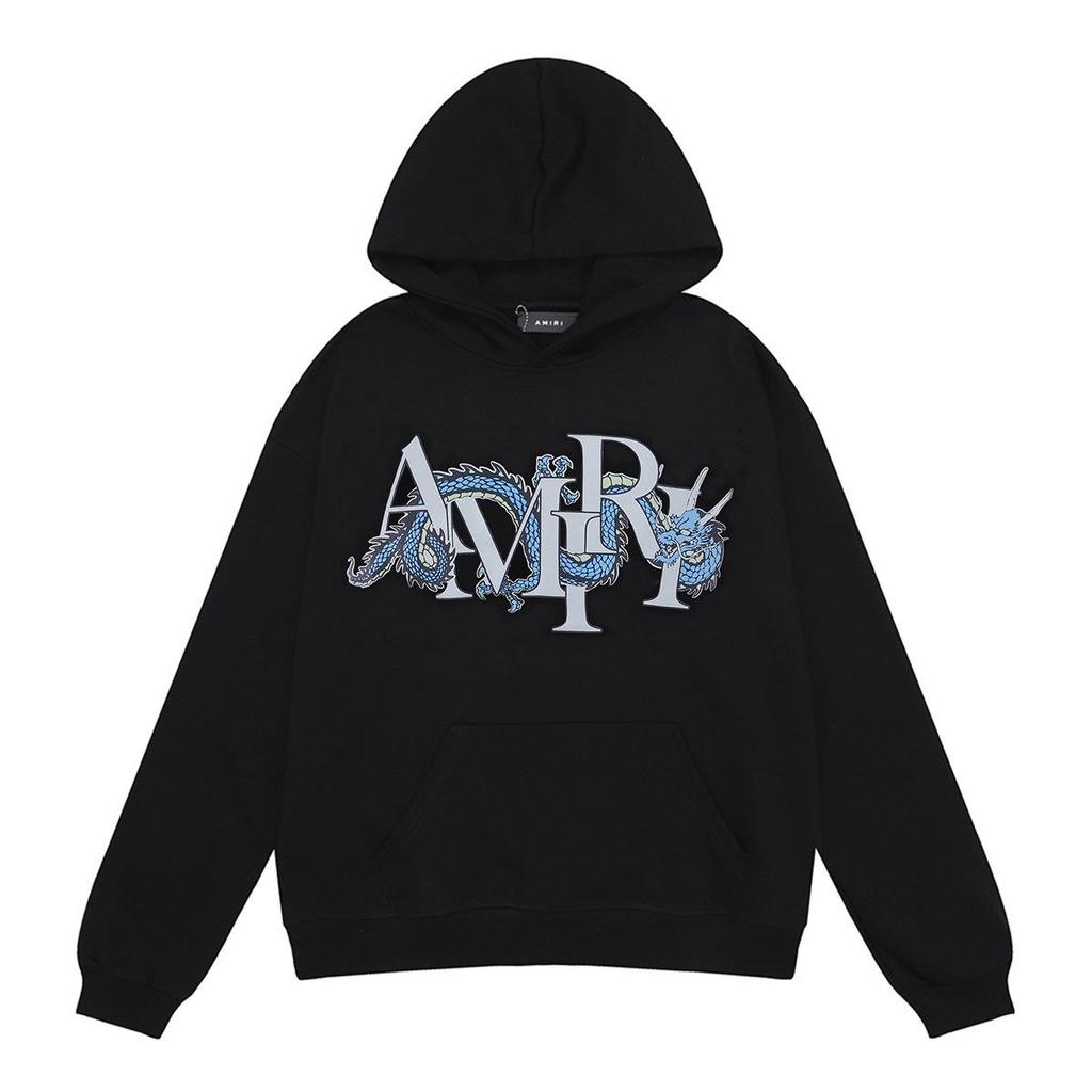 Amri Design Unisex Hooded Sweatshirt with Letter Print - Trendy European & American High Street Style
