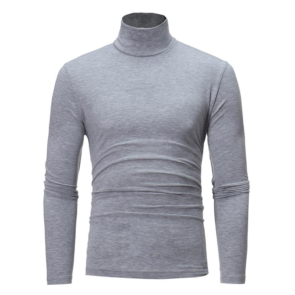 Conjunto de Camisas de Gola Alta Masculinas 3 Peças Manga Comprida Camada Base Térmica Ajuste Slim Cor Sólida